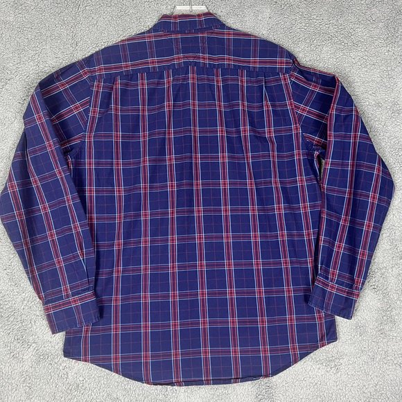 Tommy Hilfiger Mens Large Long Sleeve Shirt Blue Plaid Button Down Classic Fit - Picture 6 of 7